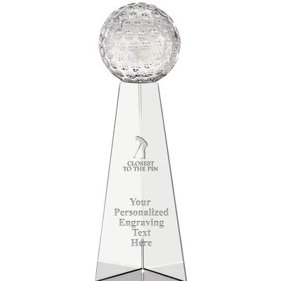 12" Golf Closest to The Pin Female Tri Pedestal Crystal, Custom Engraved Golf Closest to The Pin Female Tri Pedestal Crystal, Engraving Included, Prime