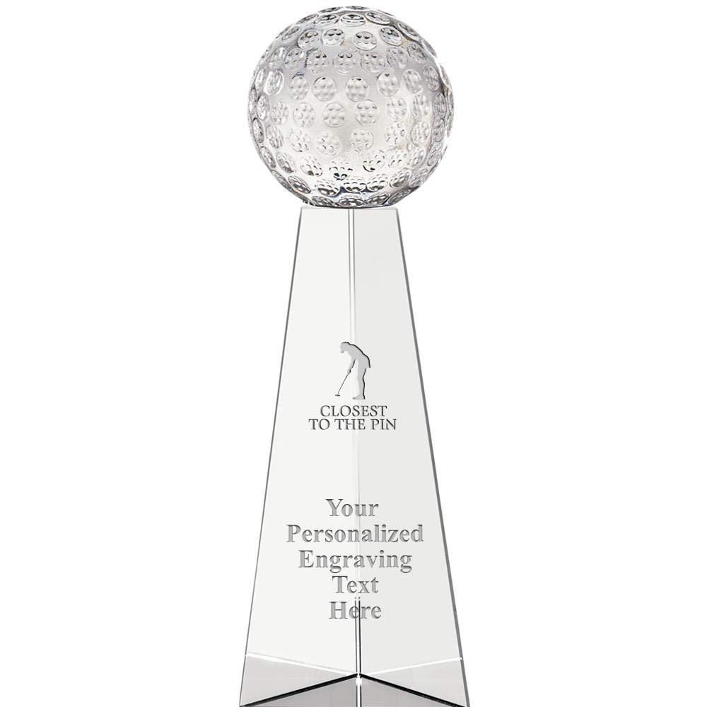 12" Golf Closest to The Pin Female Tri Pedestal Crystal, Custom Engraved Golf Closest to The Pin Female Tri Pedestal Crystal, Engraving Included, Prime