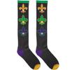 Amscan Mardi Gras Light Up Knee Socks (Pack of 2) - Vibrant Green, Gold & Purple Soft Cotton Blend - One Size Fits All - Perfect for Festive Celebrations view 1