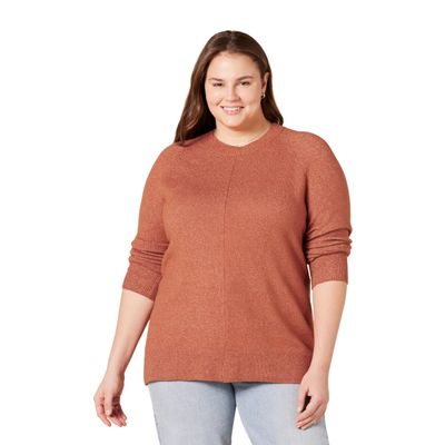 Amazon Essentials Women's Regular-Fit Soft Touch Long-Sleeve Crewneck Sweater, Caramel, XX-Large