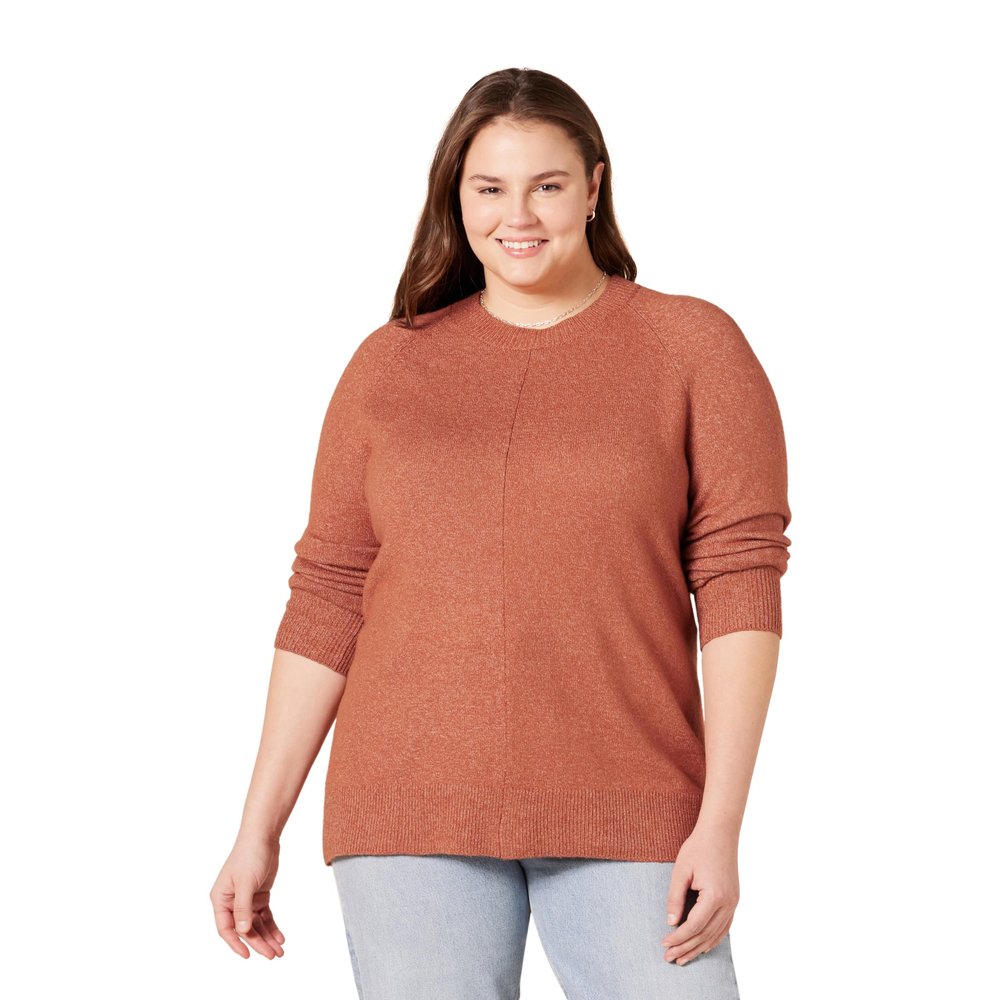 Amazon Essentials Women's Regular-Fit Soft Touch Long-Sleeve Crewneck Sweater, Caramel, XX-Large