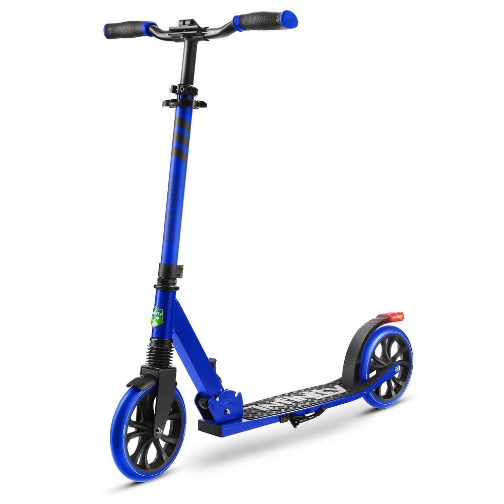 Folding Kick Scooter for Adults and Kids Boys and Girls Freestyle Scooter with Big Wheels, 1-Kick Open Mechanism, Anti-Slip Rubber Deck and LED Light Folding Grips Handlebar Adjusts to 3 Heights