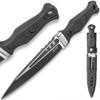 M48 Highland Sgian with Sheath | 5 1/4" Black Oxide-Coated Cast Stainless Steel Blade | Three Through-Holes | Contoured Black TPR Handle | Molded Vortec Sheath with Nylon Strap | 9 1/2" Overall view 1