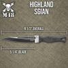 M48 Highland Sgian with Sheath | 5 1/4" Black Oxide-Coated Cast Stainless Steel Blade | Three Through-Holes | Contoured Black TPR Handle | Molded Vortec Sheath with Nylon Strap | 9 1/2" Overall view 2