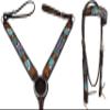 CHALLENGER Horse Western Leather Tooled Bridle Headstall Breast Collar Tack Purple 78HR21B view 1