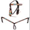 CHALLENGER Horse Western Leather Tooled Bridle Headstall Breast Collar Tack Purple 78HR21B view 2