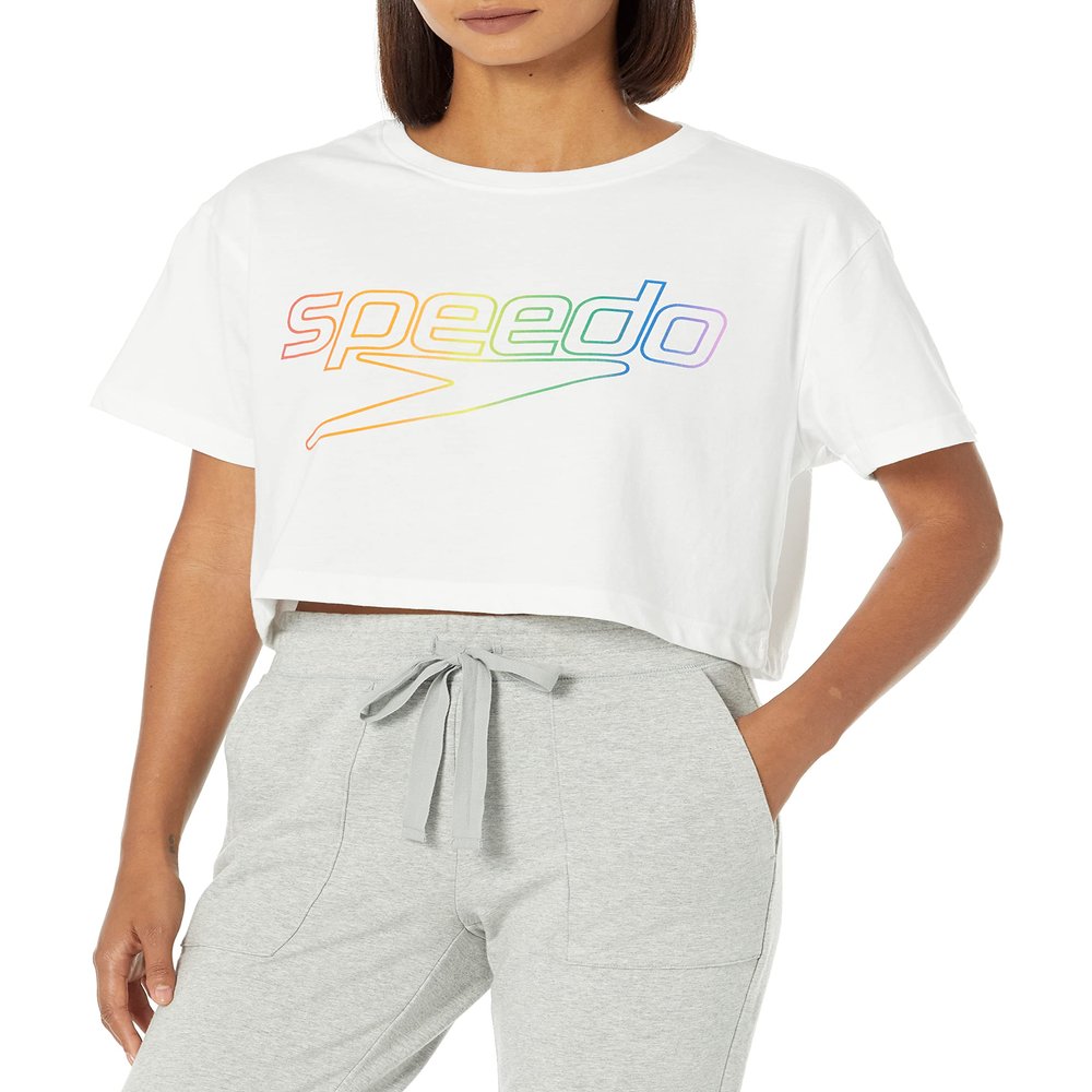 Speedo Women's T-Shirt Short Sleeve Crew Neck Vintage Crop