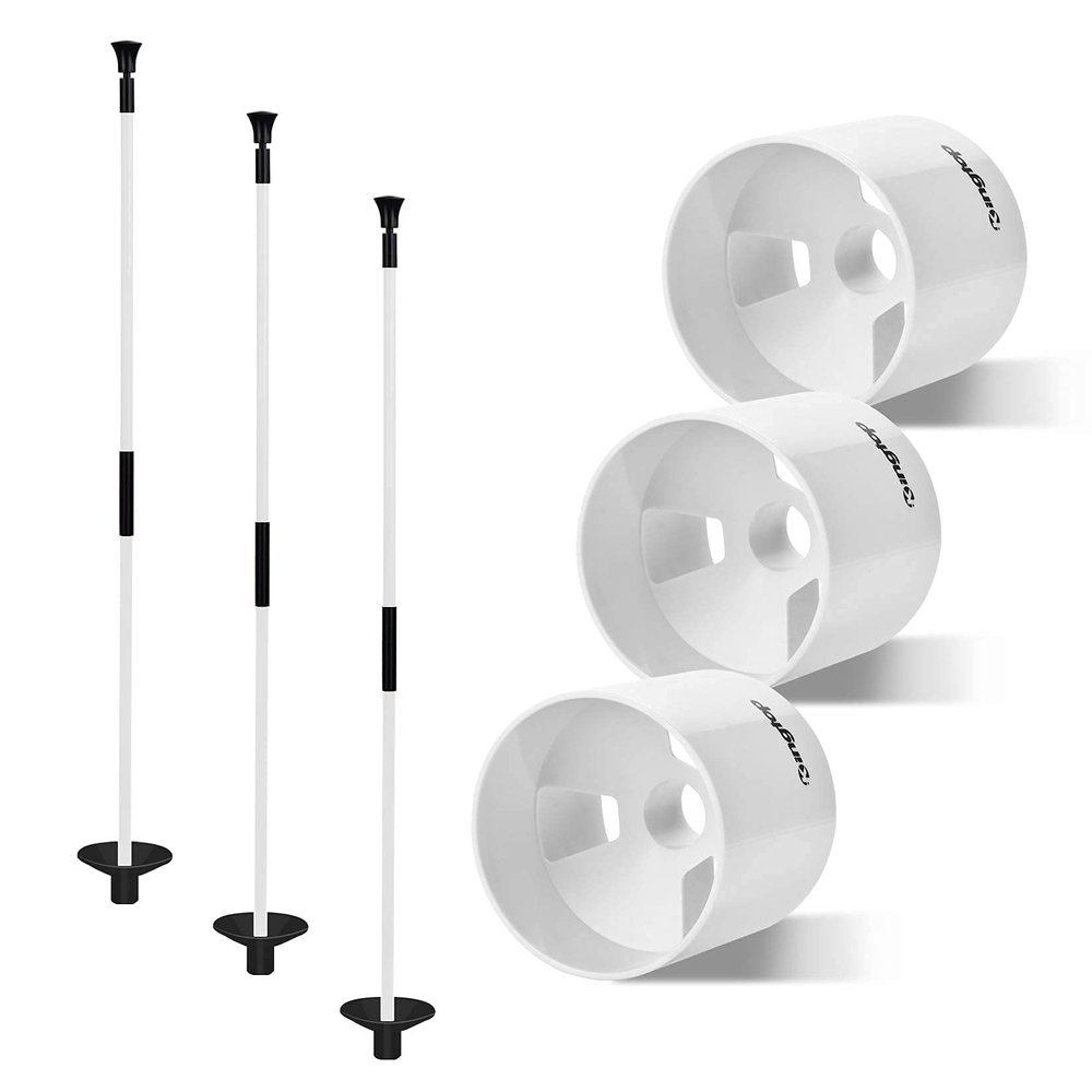 KINGTOP Golf Hole Cup Flagpole Set for Practice Putting Green, 4 Putting Cup Fit PGA | LPGA | USGA Regulations, 2-Section Flag Stick Design, 3 Feet, 3-Pack