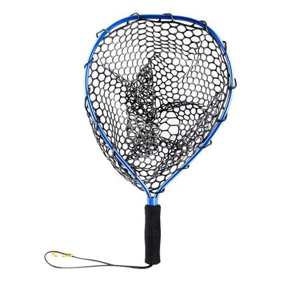 FAVOMOTO 1pc Aluminum Alloy Fishing Net Rubber Coating Fishing Accessory for Boating Non-damaging Mesh for Catch Release