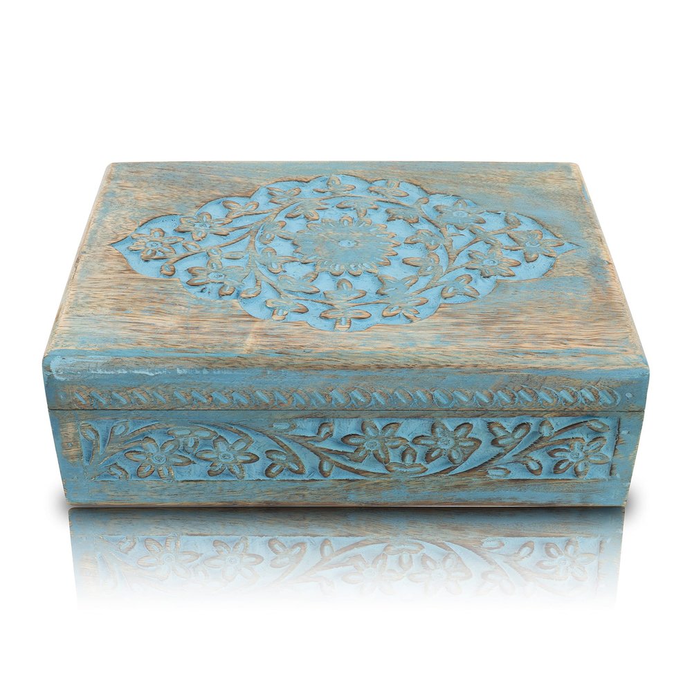 Great Birthday Gift Ideas Handmade Decorative Wooden Jewelry Box Jewelry Organizer Keepsake Box Treasure Chest Trinket Holder Watch Box Storage Lock Box 9 x 6 Inches Housewarming Gift Ideas Men Women