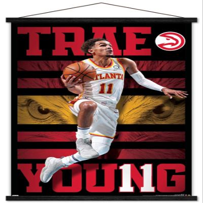 Trends International NBA Atlanta Hawks - Trae Young 20 Wall Poster, 22.37" x 34.00", Premium Print and Black Hanger Bundle