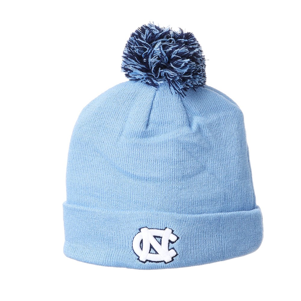 NCAA North Carolina Tar Heels Mens Pom Beanie Team Color, North Carolina Tar Heels Light Blue, One Size