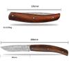 YOUSUNLONG Pocket Knife - Folding Knife - Japanese Damascus Steel Blade Overall 186mm - Natural Rosewood Handle with Leather sheath and Natural Walnut Wooden Box Case for Camping Hiking Fishing view 2
