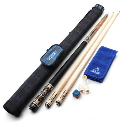 CUESOUL 58" 19oz DS Maple Pool Cue Stick Set with 2 Shaft,13mm Tip with Hard Cue Case 1x1