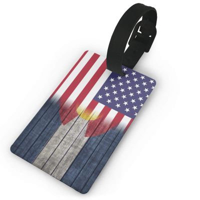 American Flag and Colorado Flag PVC Luggage Tag Suitcase Tag Id Tag and Back Privacy Protection