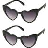ShadyVEU Trendy Heart Shaped Love Colorful Baby Girl Toddler Ages 2-6 Yrs. Oversize Kids Sunglasses (2-Pack Black Frame/Black Lens) view 1