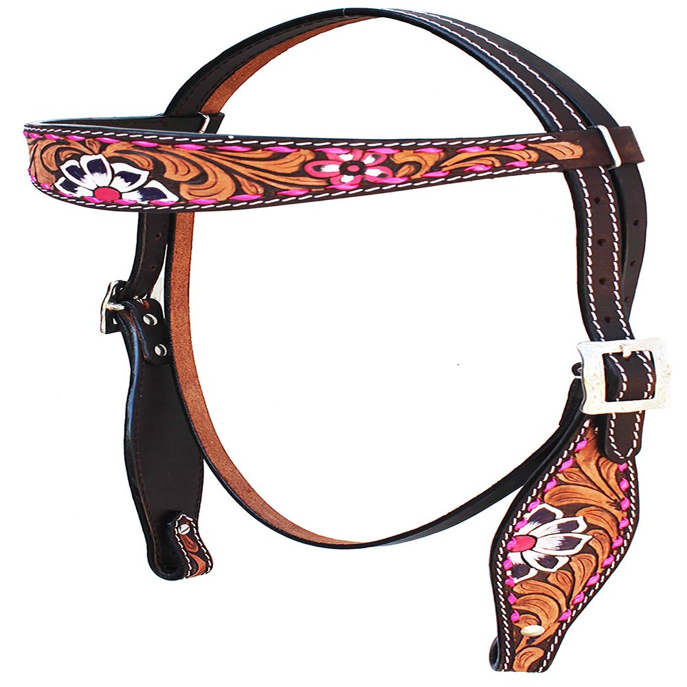 CHALLENGER Horse Western Floral Tooled Browband Bridle & Breast Collar Tack Set 78HR36B