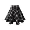TONCHENGSD Women's Gothic Punk Plaid Pleated High Waisted Short A-line Flare Mini Skirt (Black Plaid,S) view 1