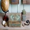 Great Birthday Gifts Handmade Decorative Wooden Jewelry Box Tree Of Life Carving Jewelry Organizer Keepsake Box Treasure Chest Trinket Holder Watch Box Storage Lock Box Housewarming Gift (Blue) view 4
