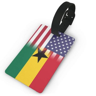 American Flag and Ghanaian Flag PVC Luggage Tag Suitcase Tag Id Tag and Back Privacy Protection