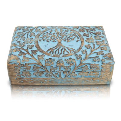 Great Birthday Gifts Handmade Decorative Wooden Jewelry Box Tree Of Life Carving Jewelry Organizer Keepsake Box Treasure Chest Trinket Holder Watch Box Storage Lock Box Housewarming Gifts