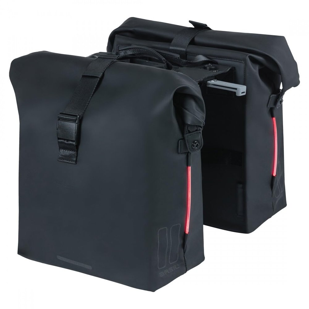 Basil SoHo Nordlicht Double Pannier Bag Black 12.2x5.1x14.6in MIK