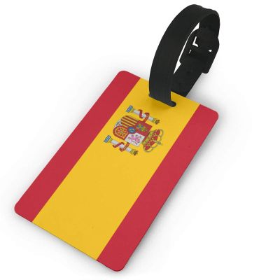 Spanish Flag PVC Luggage Tag Suitcase Tag Id Tag and Back Privacy Protection