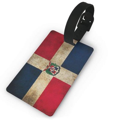 Retro Flag of The Dominican Republic PVC Luggage Tag Suitcase Tag Id Tag and Back Privacy Protection