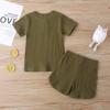 Infant Toddler Baby Girls Boys Ribbed Outfit Knitted Short Sleeve T-Shirt Tops and Shorts Set 2Pcs Summer Clothes (B-Army Green,5-6 X) view 4