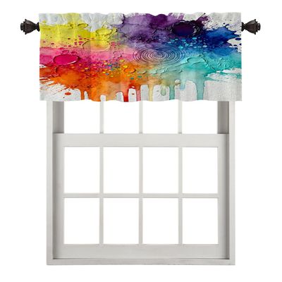 BaoNews Abstract Art Watercolor Kitchen Valances Half Window Curtain, Bright Abstract Watercolor Floral Oil Blackout Decoration Window Valances Curtains Drapes for Kitchen Bedroom