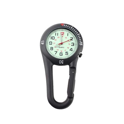 ZOVEDAIUG Clip On Carabiner Watch Backpack Clip Quartz Watches Fob Belt Waterproof Pocket Watch for Outdoor Sports (Black)