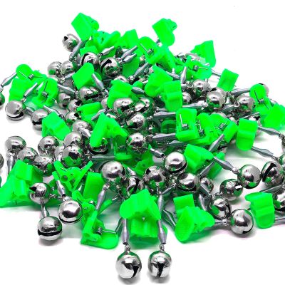Fish WOW! 100pcs Fishing Glow Double Chrome Bells Fishing Rod Alarm Dual Alert Bells Green Silver Tone