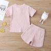 Infant Toddler Baby Girls Boys Ribbed Outfit Knitted Short Sleeve T-Shirt Tops and Shorts Set 2Pcs Summer Clothes (B-Pink,4-5 T) view 4