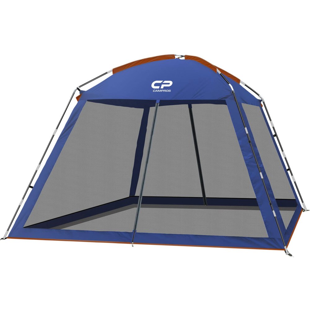 CAMPROS CP Screen House 10 x 10 Ft Screened Mesh Net Wall Canopy Tent Screen Shelter Gazebos for Patios Outdoor Camping Activities - Blue