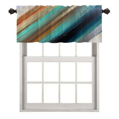 BaoNews Solid Dark Watercolor Kitchen Valances Half Window Curtain, Blue Acryl Abstract Green Artist Artistic Beautiful Black Blackout Decoration Window Valances Curtains Drapes for Kitchen Bedroom