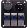 3 Gang Waterproof Marine Boat Rocker Switch Aluminum Panel, DC 12V/24V 5 Pin ON-Off Switch, with Upgrade Arc LED Digital Display Voltmeter and 4.8A Dual USB Slot Socket for Boat Car Rv Vehicles Truck view 2