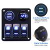 3 Gang Waterproof Marine Boat Rocker Switch Aluminum Panel, DC 12V/24V 5 Pin ON-Off Switch, with Upgrade Arc LED Digital Display Voltmeter and 4.8A Dual USB Slot Socket for Boat Car Rv Vehicles Truck view 4