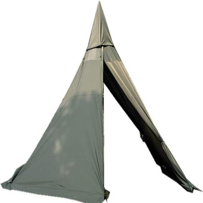 4 Person Tipi Hot Tent with Fire Retardant Stove Jack for Flue Pipes with 2 Doors Height 8.5FT (Army Green)