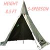 4 Person Tipi Hot Tent with Fire Retardant Stove Jack for Flue Pipes with 2 Doors Height 8.5FT (Army Green) view 2