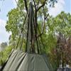 4 Person Tipi Hot Tent with Fire Retardant Stove Jack for Flue Pipes with 2 Doors Height 8.5FT (Army Green) view 4