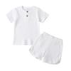 Infant Toddler Baby Girls Boys Ribbed Outfit Knitted Short Sleeve T-Shirt Tops and Shorts Set 2Pcs Summer Clothes (B-White,4-5 T) view 1
