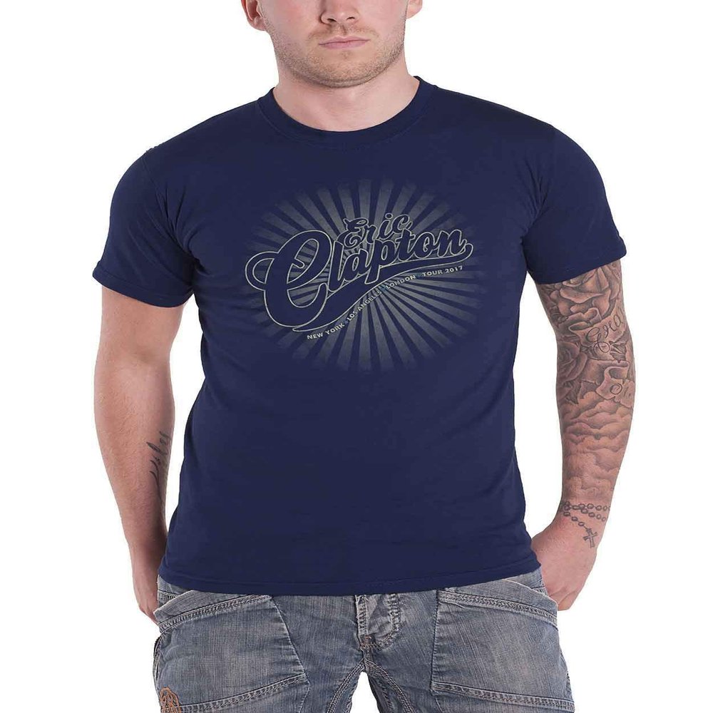 Eric Clapton T Shirt Rays Logo Tour 2017 Official Mens Navy Blue Size XXL