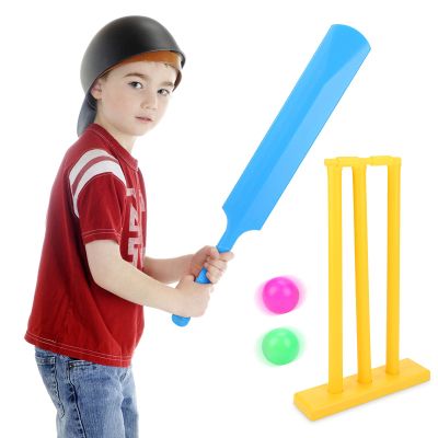 Cricket Bat Kids Plastic Cricket Bat and Ball Set Beach Cricket Stand Hand and Eye Coordination Cultivation Sports Game for Kids Children