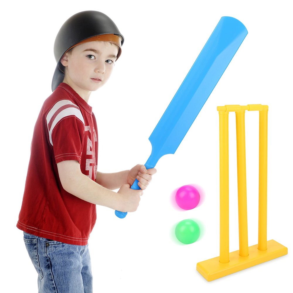 Cricket Bat Kids Plastic Cricket Bat and Ball Set Beach Cricket Stand Hand and Eye Coordination Cultivation Sports Game for Kids Children
