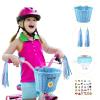 Boao Kid's Bicycle Basket Streamers Set, Unicorn Children's Bike Handlebar Wicker Basket Bike Streamers Bell and Stickers,Bike Basket Front Decoration for Girls (Blue) view 2