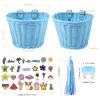 Boao Kid's Bicycle Basket Streamers Set, Unicorn Children's Bike Handlebar Wicker Basket Bike Streamers Bell and Stickers,Bike Basket Front Decoration for Girls (Blue) view 3