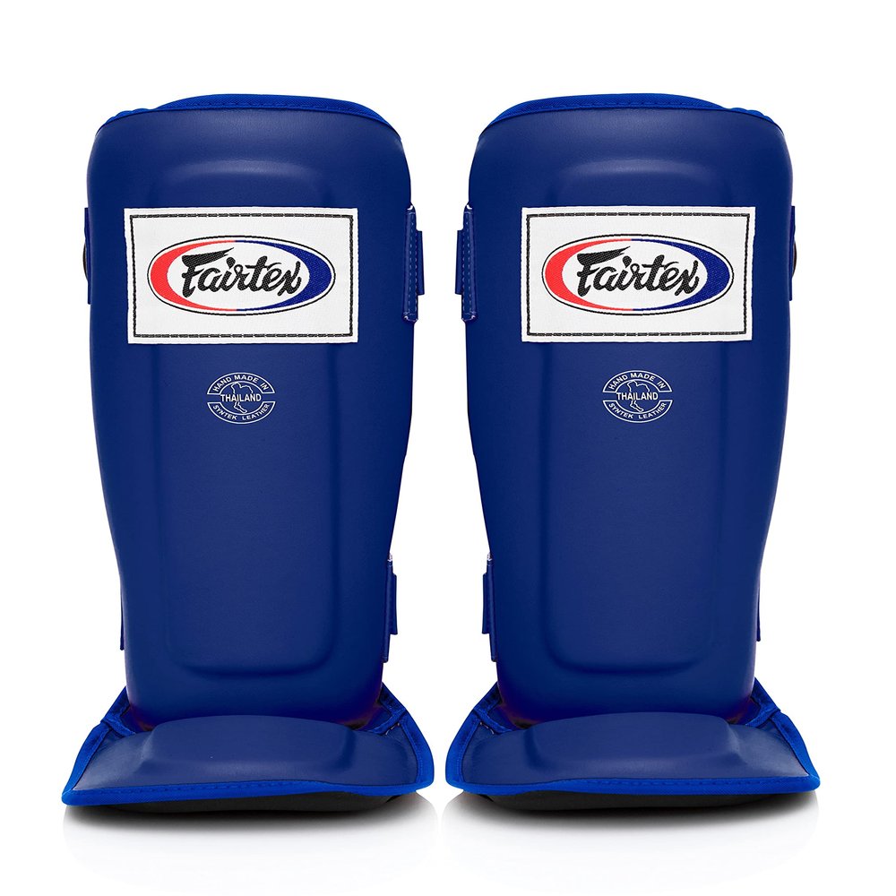Fairtex SP3 Muay Thai Shin Guards for Men, Women, Kids | MMA Training, Kickboxing | Premium, Lightweight & Durable |Avoid shin splints During Training, Sparring - Small, Blue