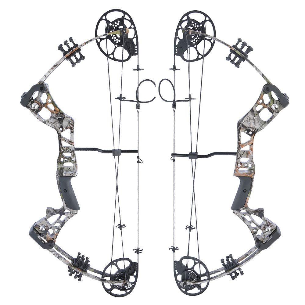 ZSHJGJR Archery Compound Bow and Arrow Set Beginners Youth Compound Bow Kit 15-45lbs Draw Weight 18"-29" Draw Length Adjustable for Hunting Target Practice Right Hand (Only Bow camo)