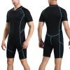 OMGear Wetsuit Men Women 2mm Neoprene Shorty UV Protection One Piece Short Sleeves Scuba Diving Suits Swimsuit for Scuba Diving Surf Snorkeling Swimming(Black&Aqua, Large) view 1