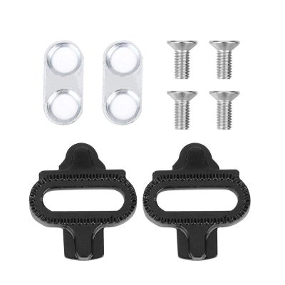 Cleats, Pedal Cleat Set with 1 Pair Cleats, 1 Pair Spacers and 4 Pcs Screw Bolts, Locking Plate Accessory for Indoor Cycling, Outdoor Road Cycling,